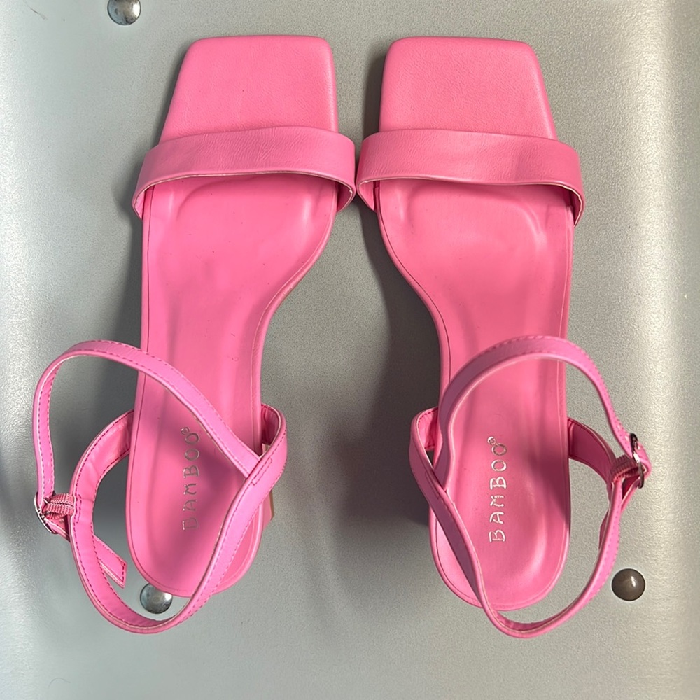 pink block heels